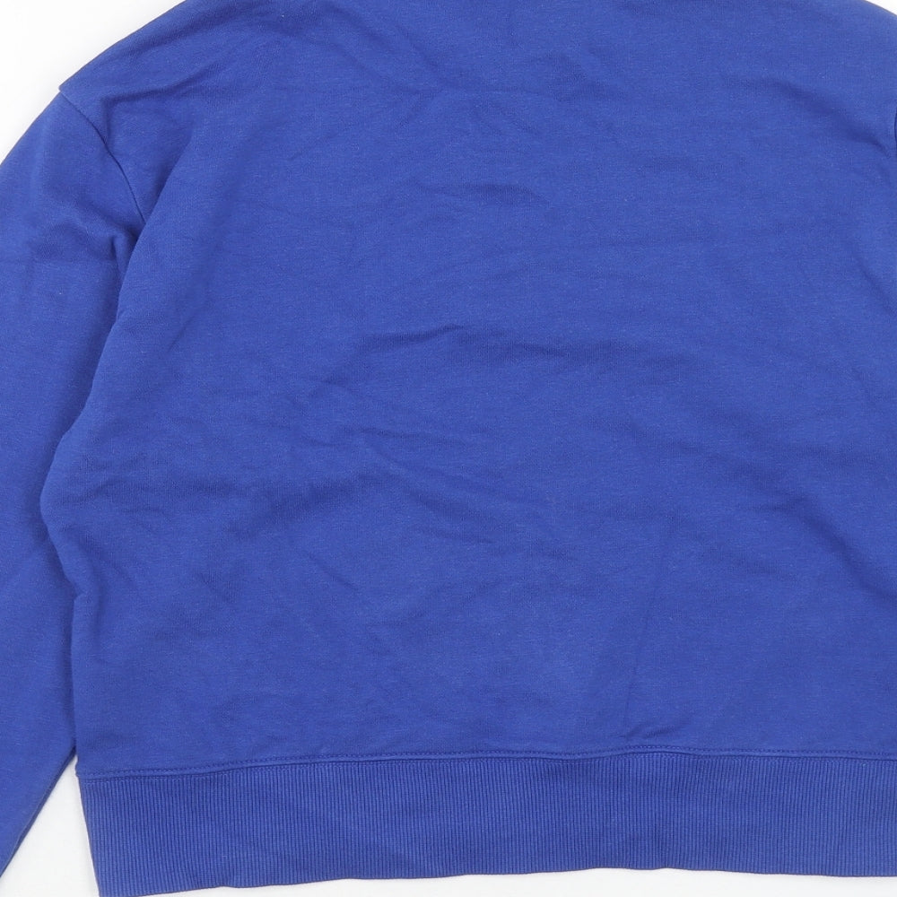 Monkl Womens Blue Cotton Pullover Sweatshirt Size 2XS Button