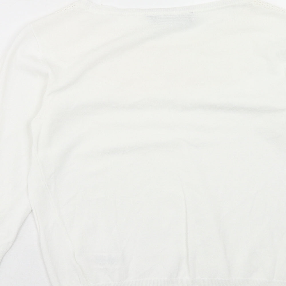 Dorothy Perkins Womens White Round Neck Viscose Pullover Jumper Size 12