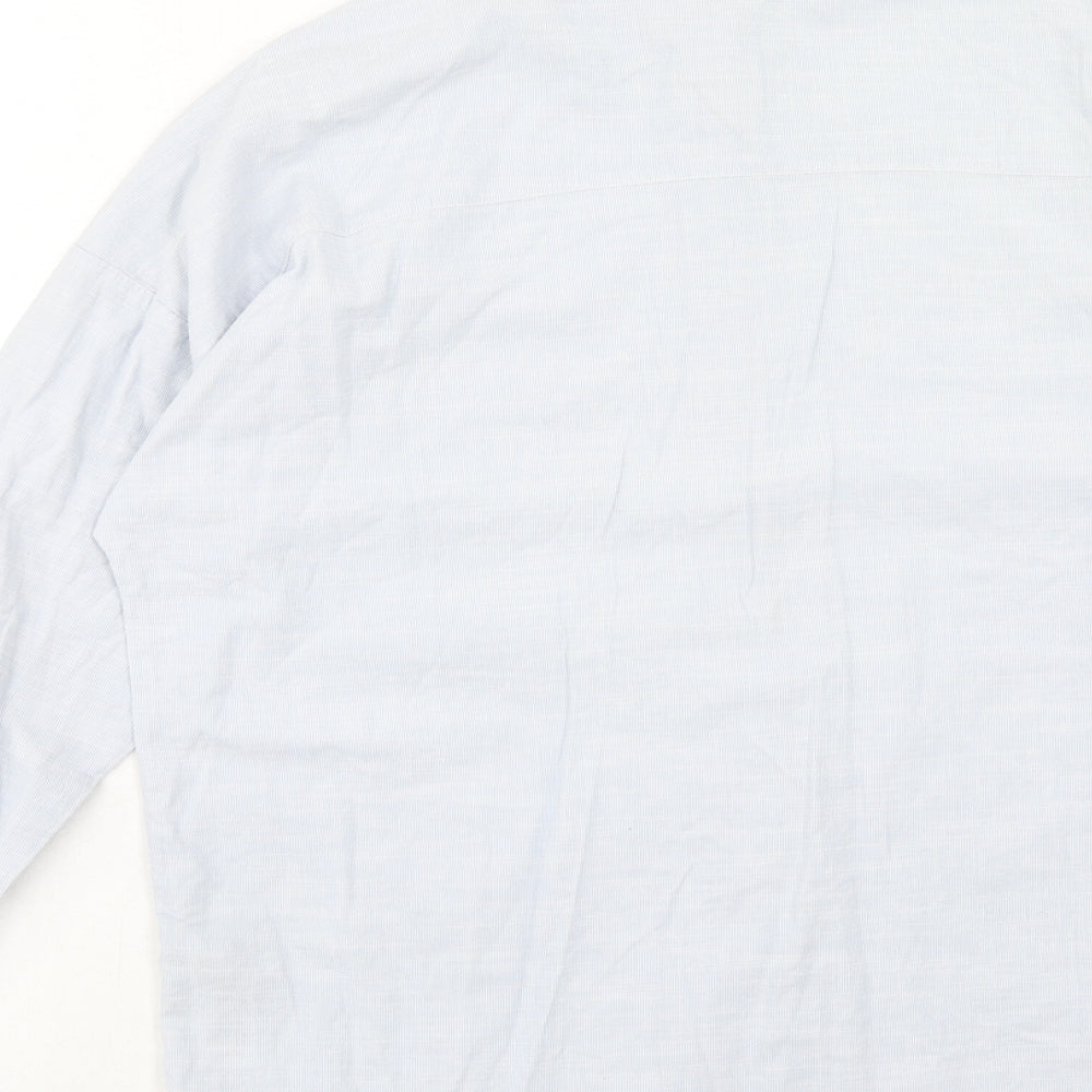 New Look Womens Blue Cotton Basic Button-Up Size 8 Collared