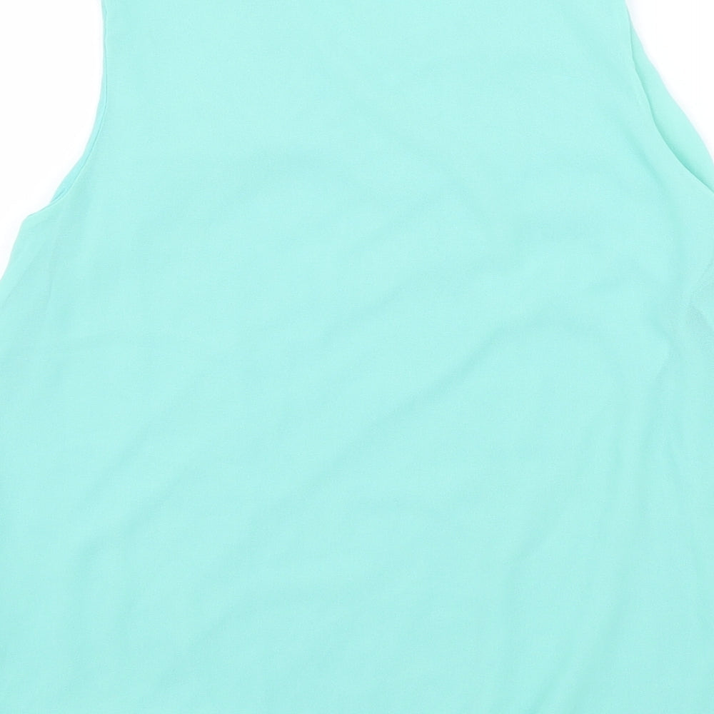Quiz Womens Blue Polyester Basic Tank Size M V-Neck