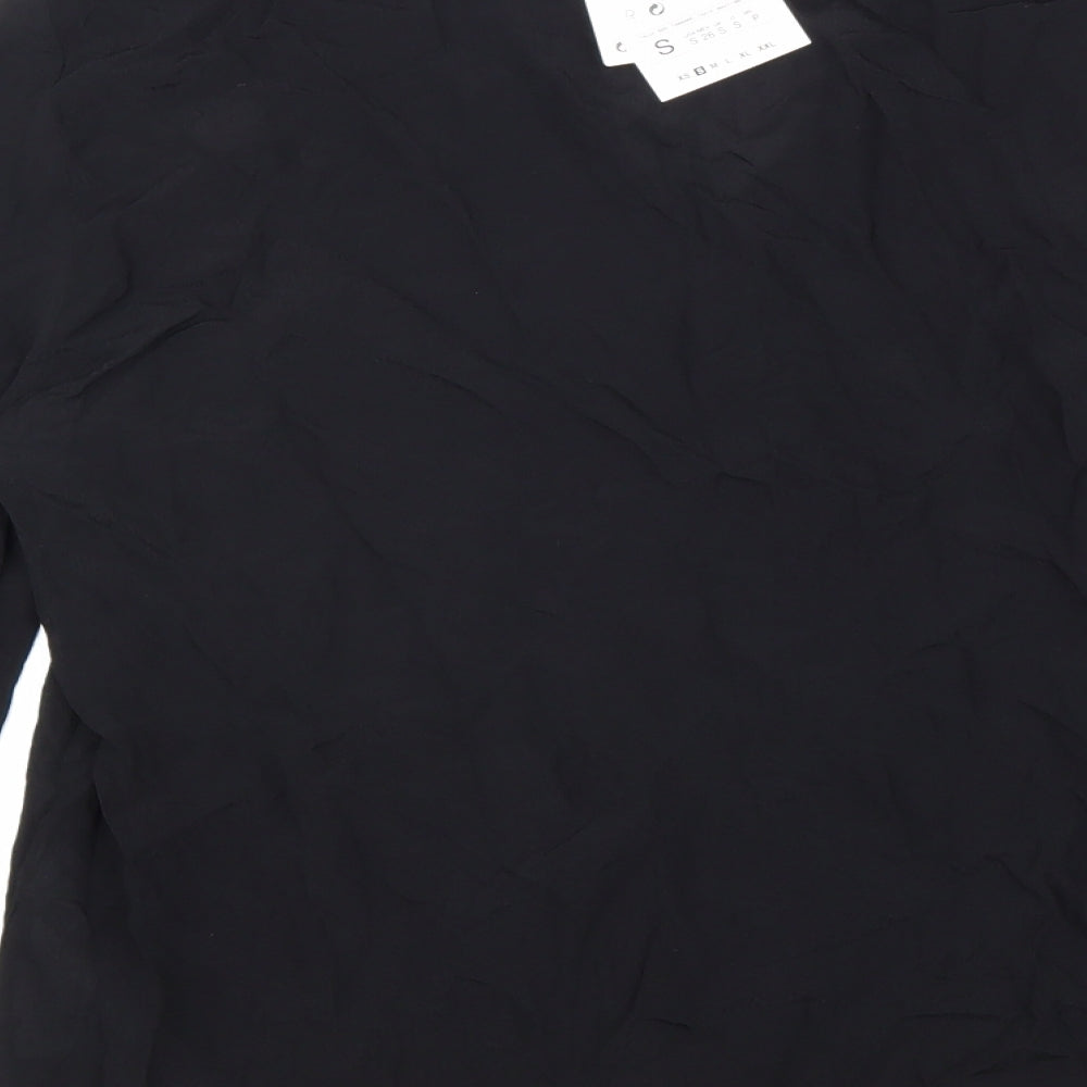 Zara Womens Black Viscose Basic Blouse Size S V-Neck