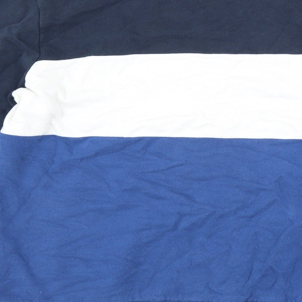 Selected Mens Blue Striped Cotton Pullover Sweatshirt Size M