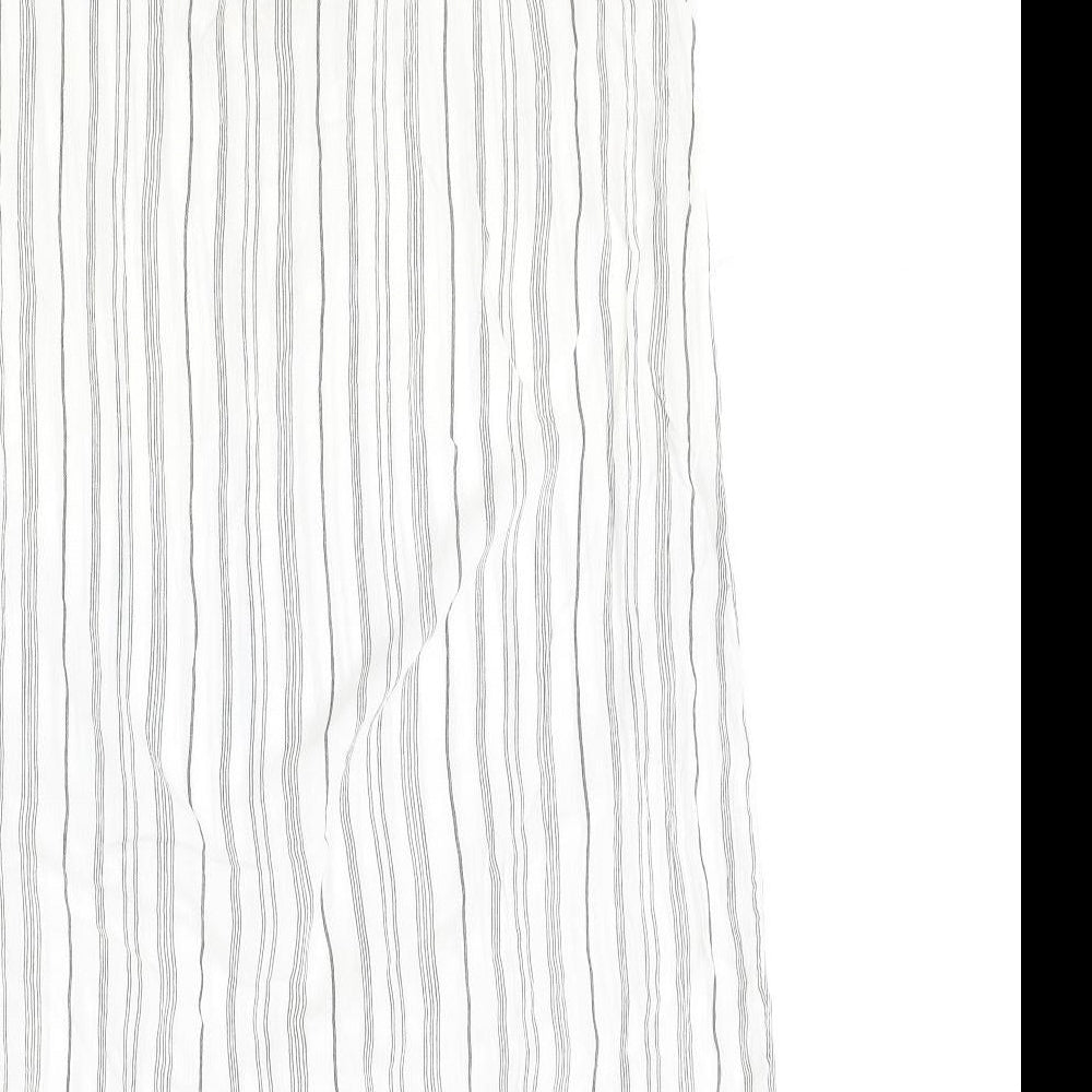H&M Womens Ivory Striped Viscose A-Line Size 8 V-Neck Button