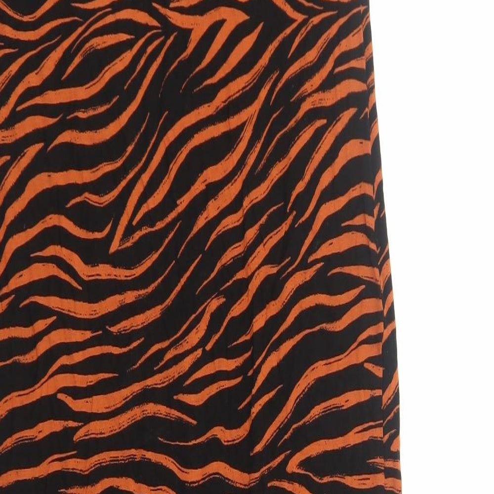 Marks & Spencer Womens Orange Animal Print Viscose Sheath Size 8 V-Neck Pullover