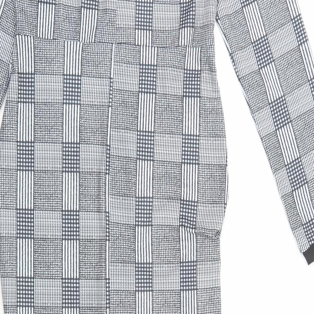 CBR Womens Black Check Polyester Maxi Size M V-Neck Pullover