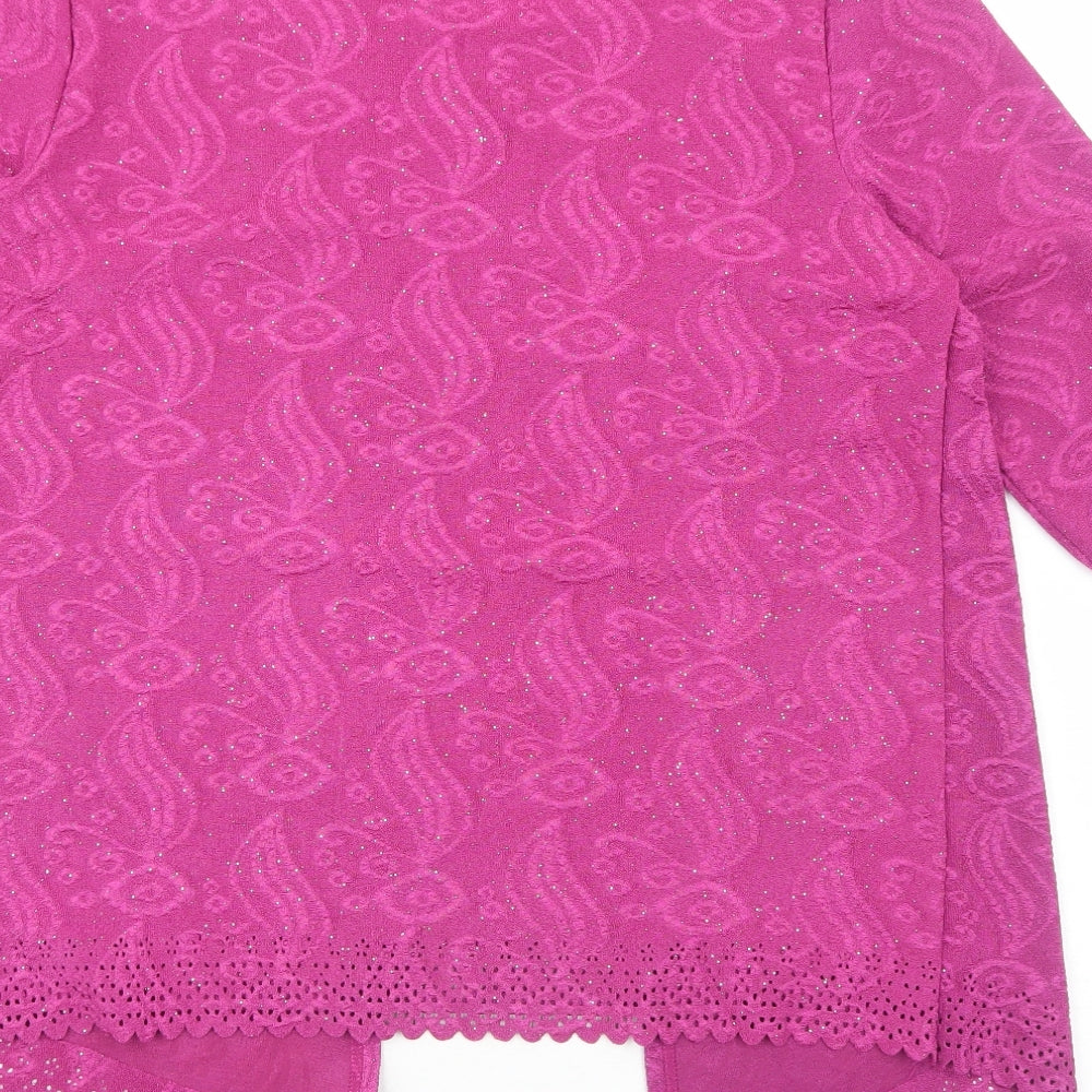 Anna Rose Womens Pink Geometric Polyester Basic Blouse Size L Scoop Neck