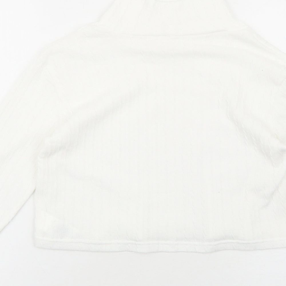 SheIn Girls White Polyester Pullover Casual Size 11-12 Years Mock Neck Pullover