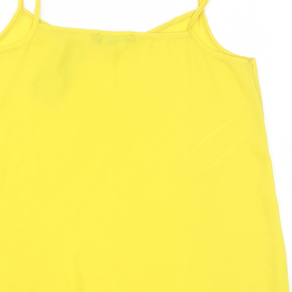 New Look Womens Yellow Polyester Camisole Tank Size 10 Scoop Neck