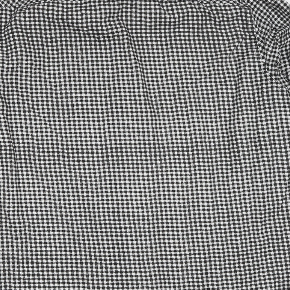 Brave Soul Mens Black Check Cotton Button-Up Size XL Collared Button