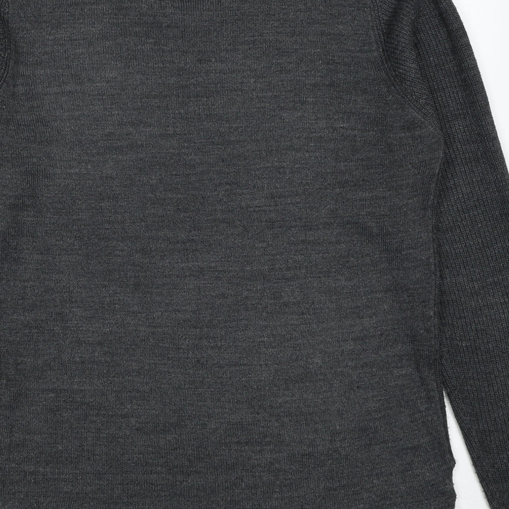 Dorothy Perkins Womens Grey Scoop Neck Acrylic Pullover Jumper Size 8 - Chiffon Hem
