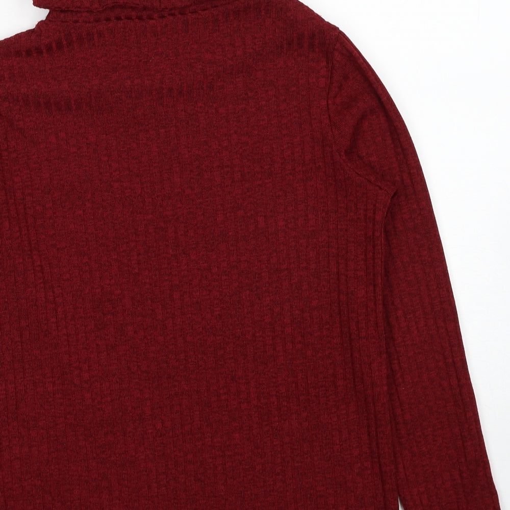 SheIn Womens Red Roll Neck Polyester Pullover Jumper Size XS - Ribbed