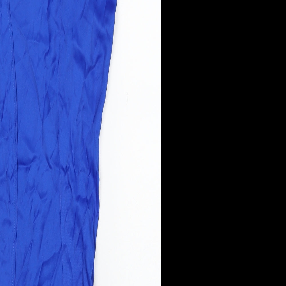 Zara Womens Blue Viscose Straight & Pencil Skirt Size S Button