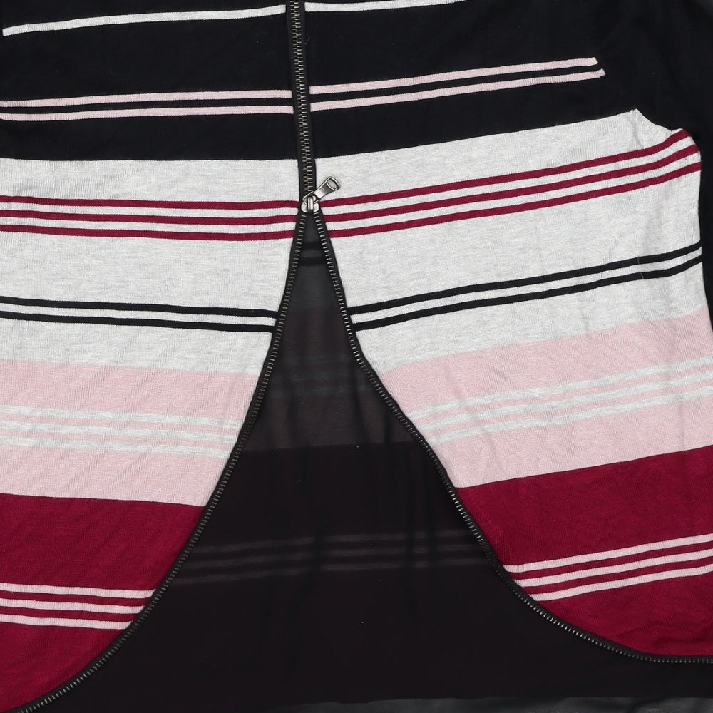 Mud Flower Womens Black Round Neck Striped Viscose Pullover Jumper Size M - Size M-L