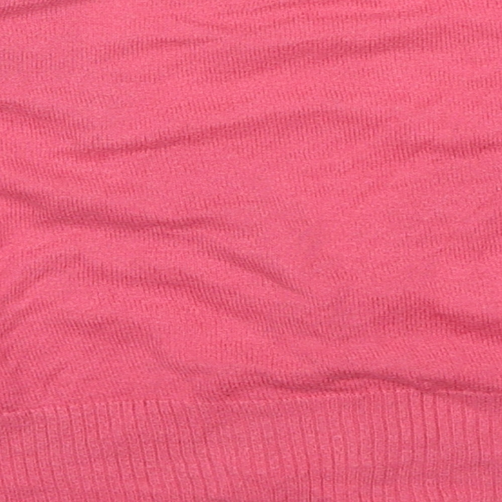 Marks & Spencer Womens Pink V-Neck Cotton Cardigan Jumper Size 12