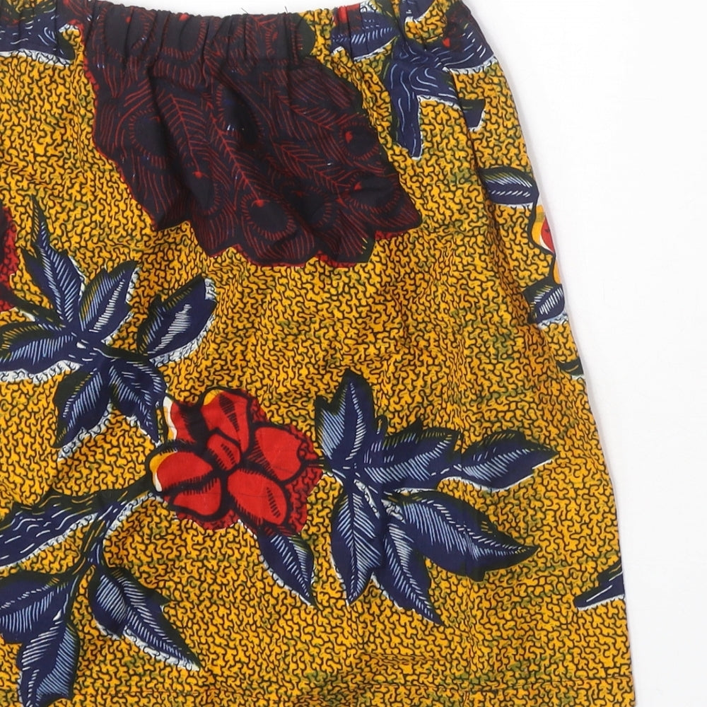 Preworn Womens Yellow Floral Polyester Straight & Pencil Skirt Size 21 in - Waist 21 Inches