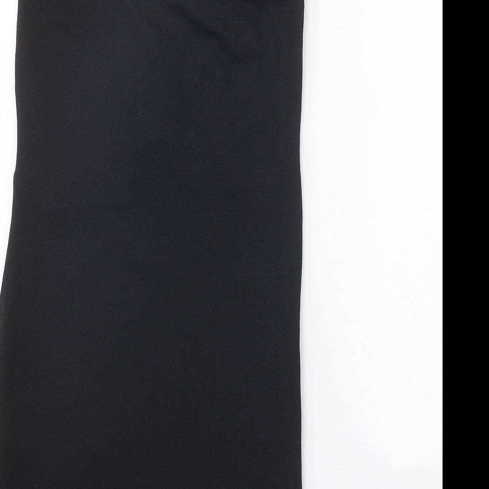 Prague Womens Black Polyester Bodycon Size 8 V-Neck Lace Up