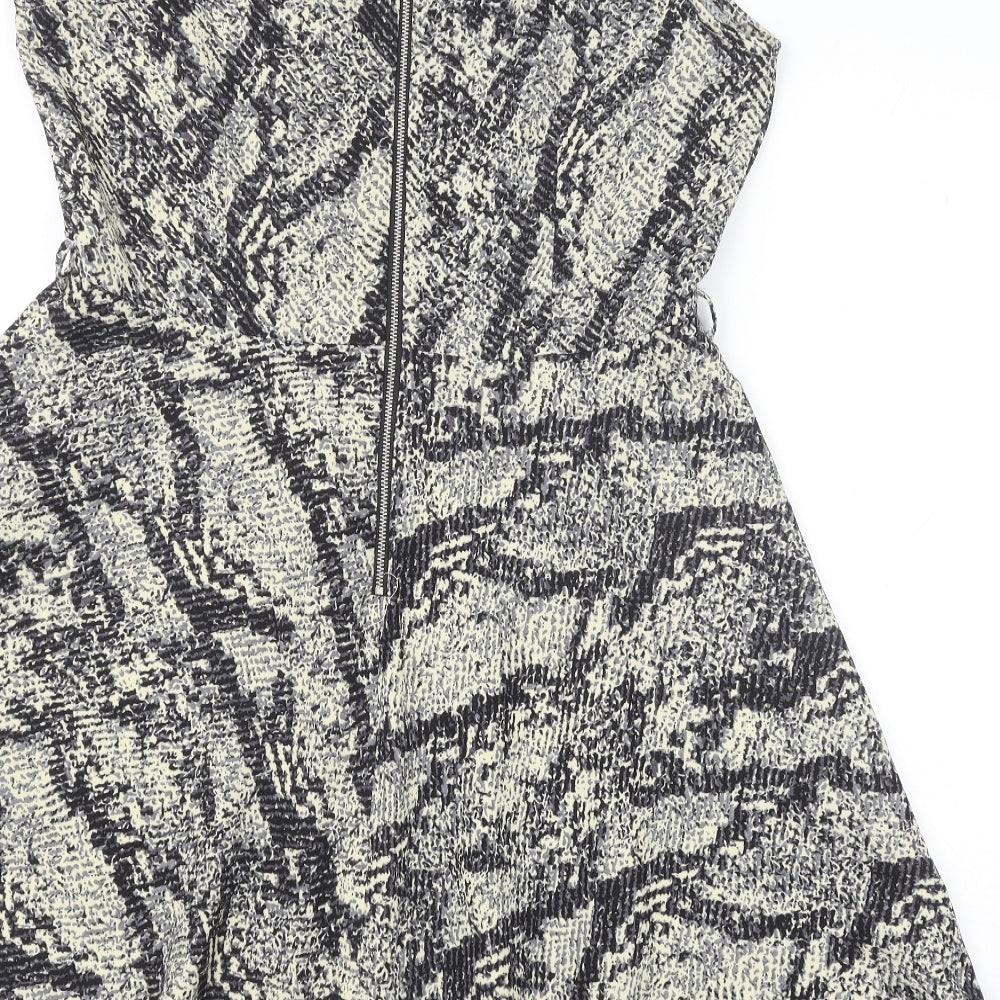 Louche Womens Black Animal Print Polyester Trapeze & Swing Size 16 V-Neck Zip - Snakeskin Pattern
