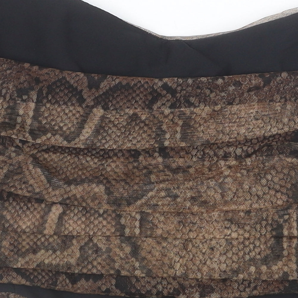 Zara Womens Brown Animal Print Polyester Cropped Tank Size L Sweetheart - Snake print