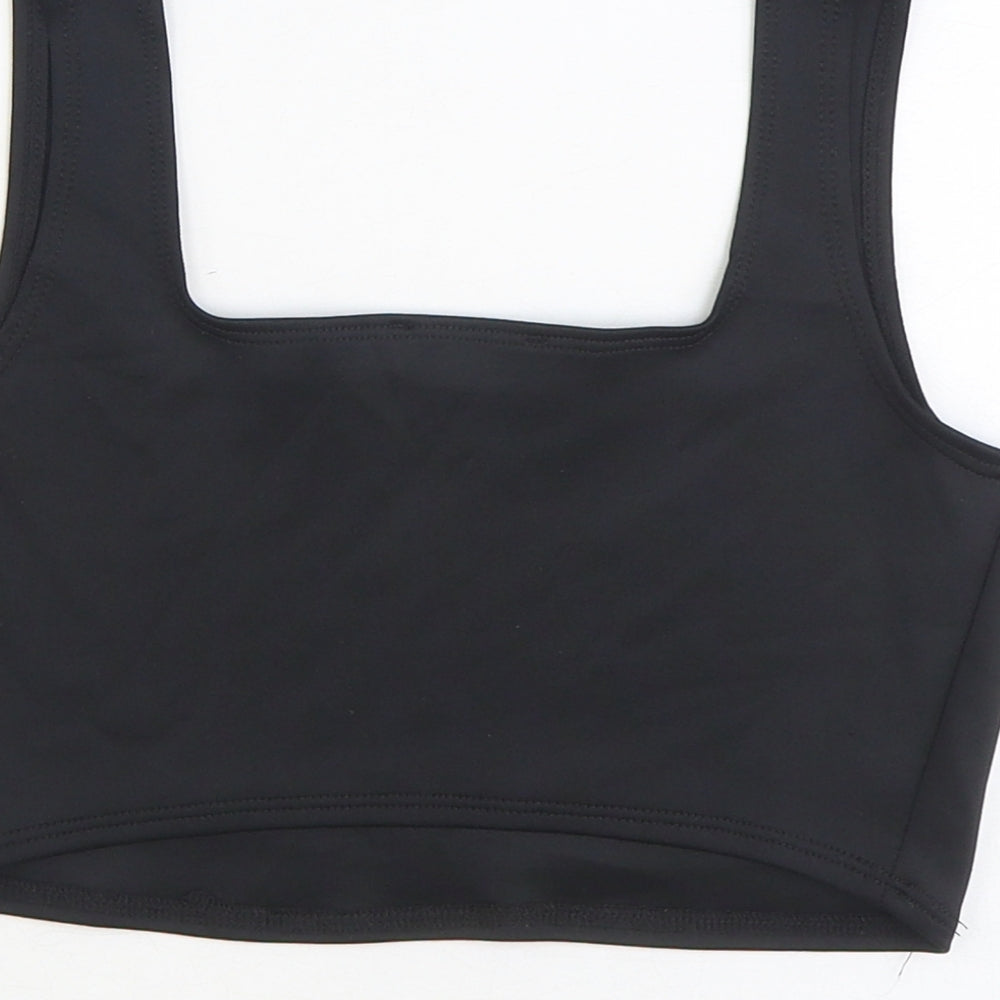 Flounce Womens Black Polyester Cropped Tank Size 12 Square Neck