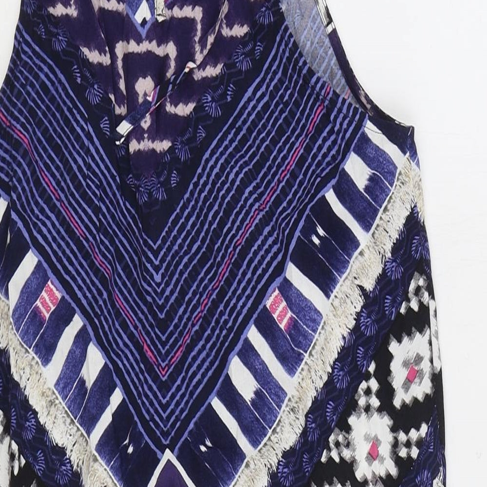 Warehouse Womens Multicoloured Geometric Viscose A-Line Size 8 Round Neck Tie