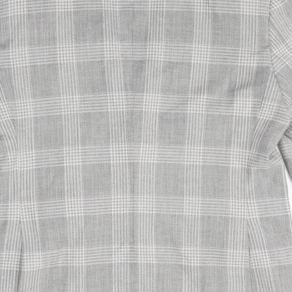 Marks & Spencer Mens Grey Plaid Polyester Jacket Blazer Size 38 Regular