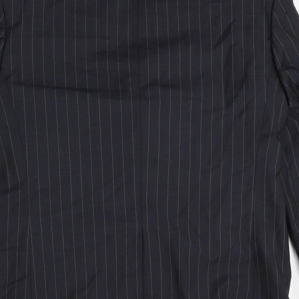 NEXT Mens Black Striped Wool Jacket Blazer Size 42 Regular