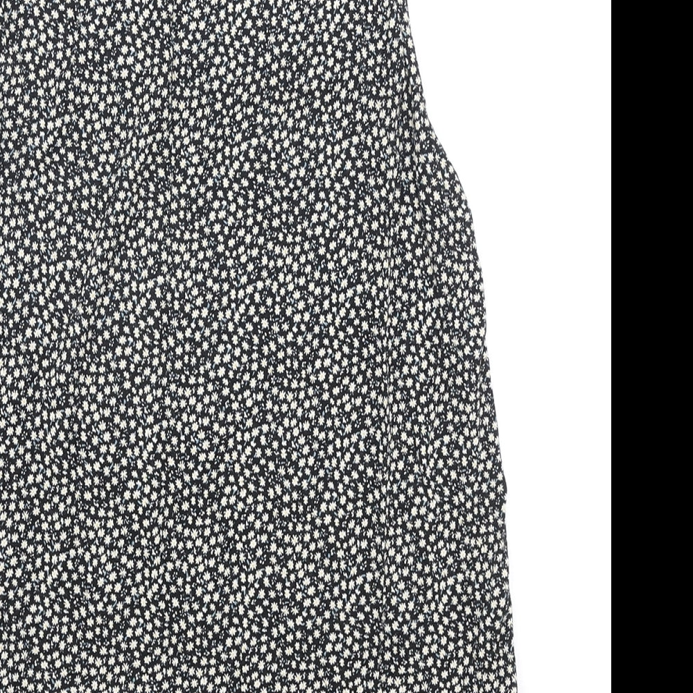 H&M Womens Black Floral Polyester Basic Tank Size S Boat Neck