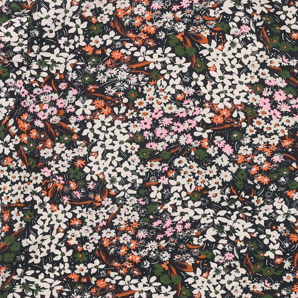 Preworn Womens Multicoloured Floral Viscose Basic Blouse Size 6 Round Neck