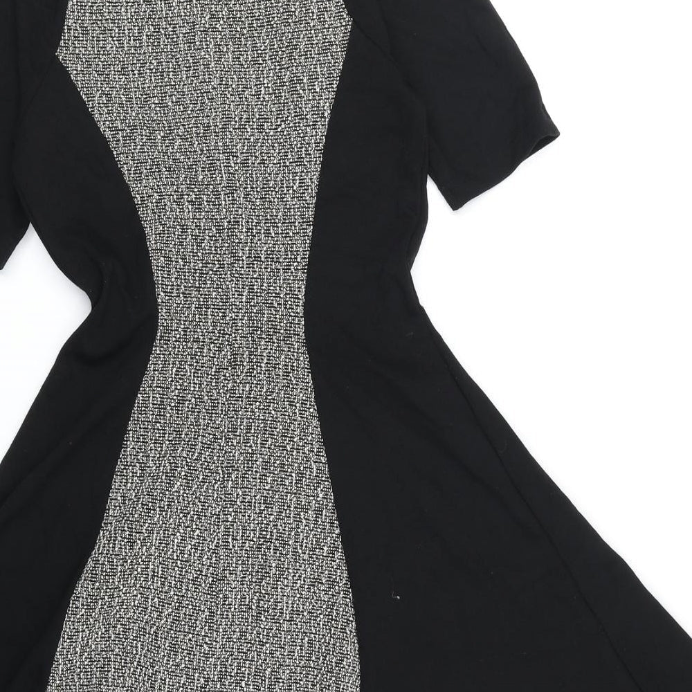 River Island Womens Black Colourblock Polyester Fit & Flare Size 8 Round Neck Pullover