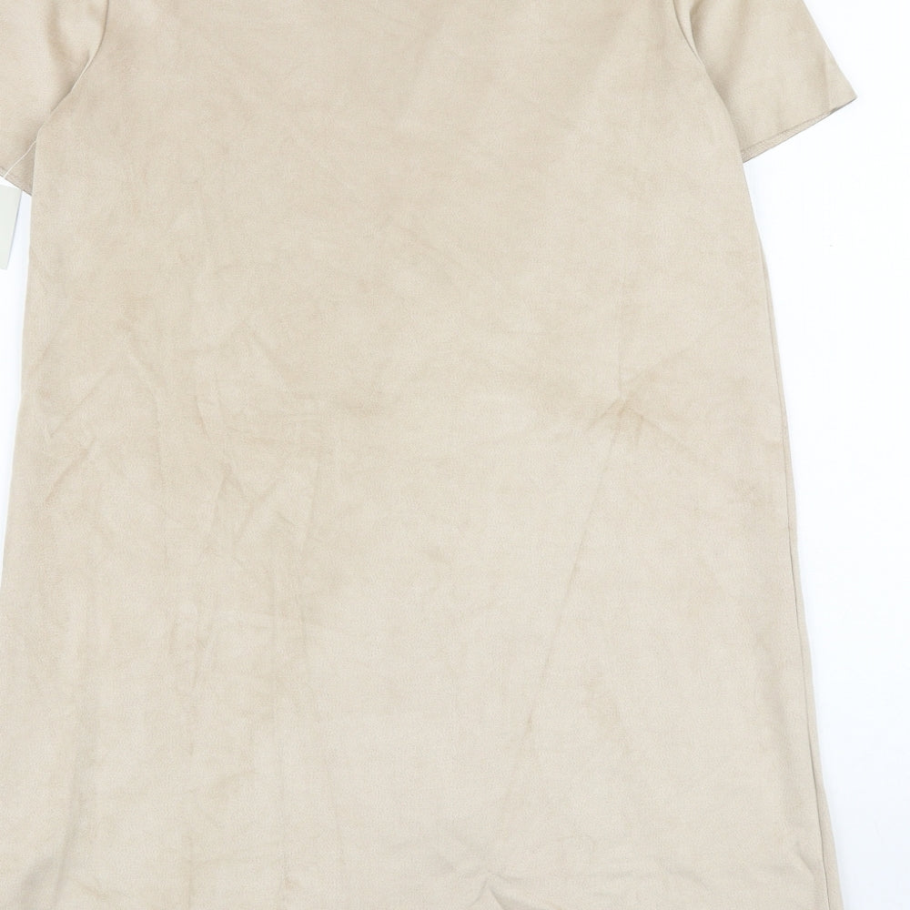 Zara Womens Beige Polyester A-Line Size XS V-Neck Pullover