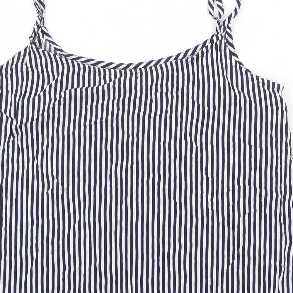 H&M Womens Blue Striped Viscose Camisole Tank Size 4 Scoop Neck