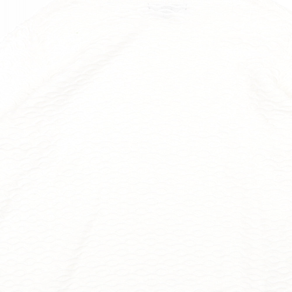 Bonmarché Womens White Round Neck Polyester Pullover Jumper Size 10