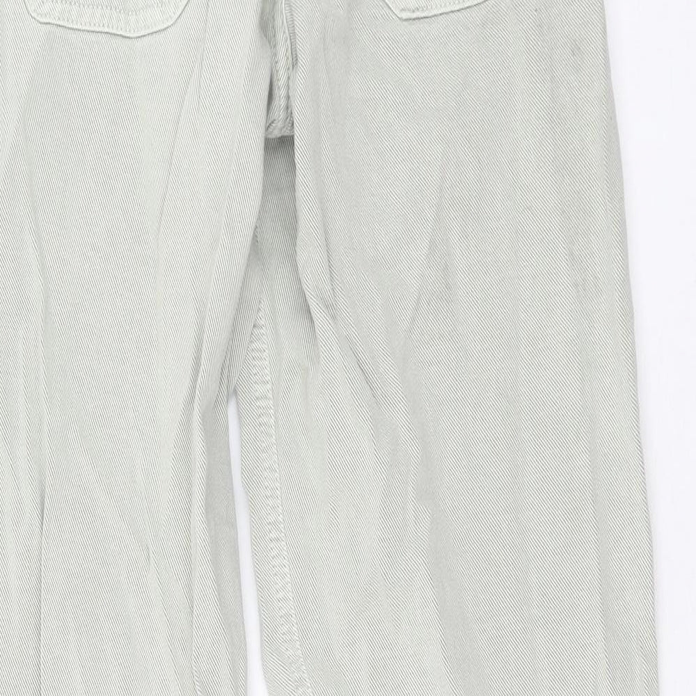 Zara Womens Green Cotton Straight Jeans Size S Regular Zip