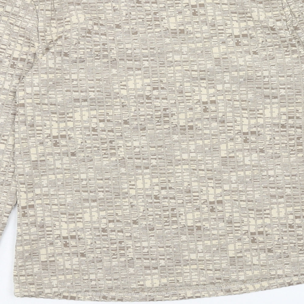 H&M Womens Brown Geometric Polyester Basic Blouse Size M Scoop Neck