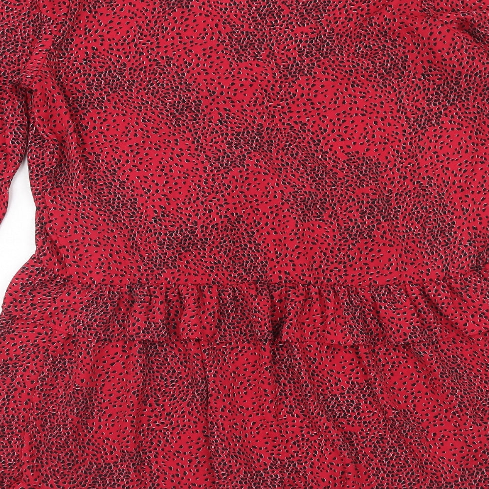VERO MODA Womens Red Geometric Polyester A-Line Size S V-Neck Pullover