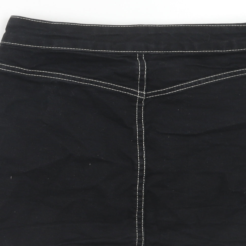 Zara Womens Black Cotton Straight & Pencil Skirt Size S Zip