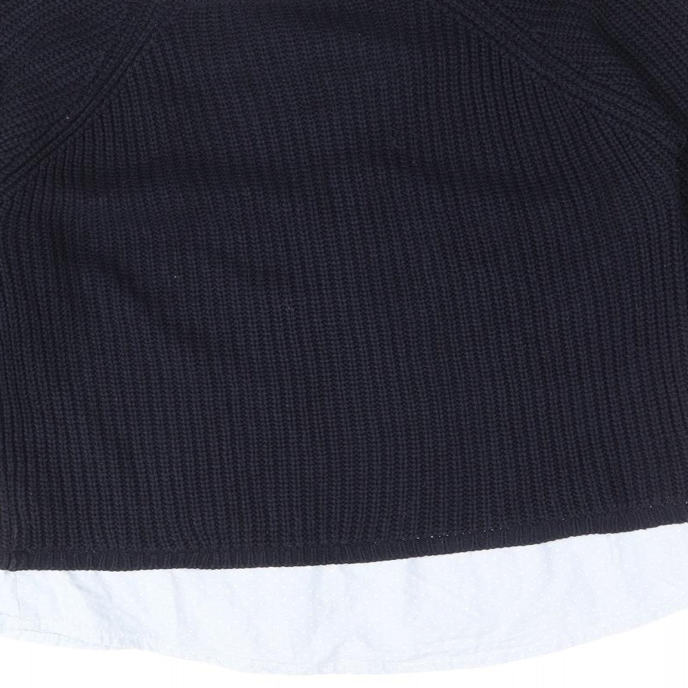 Dorothy Perkins Womens Blue Collared 100% Cotton Pullover Jumper Size 8