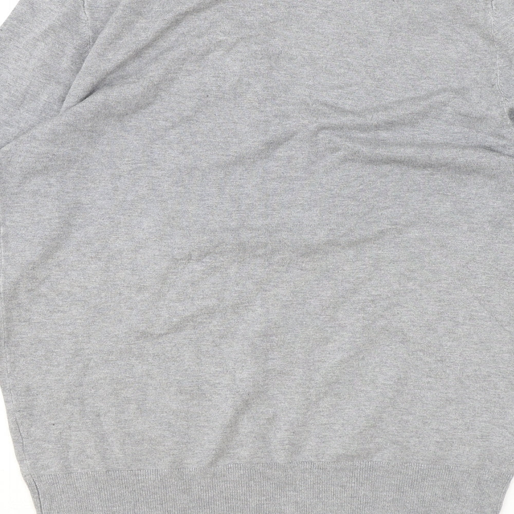 Zara Womens Grey V-Neck Acrylic Pullover Jumper Size XL