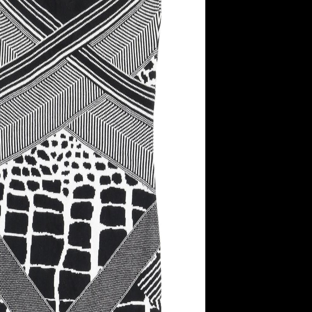 Marks & Spencer Womens Black Geometric Acrylic A-Line Size 8 V-Neck Pullover