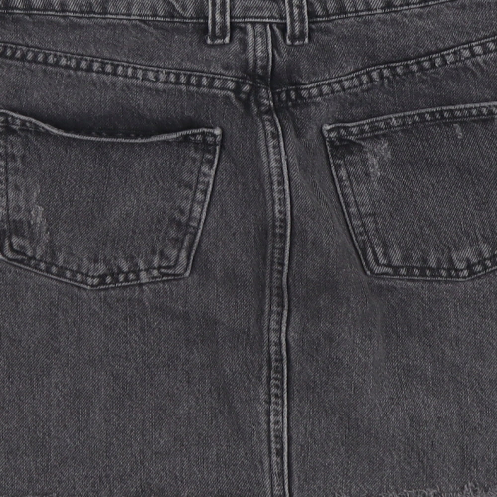 Topshop Womens Grey Cotton Straight & Pencil Skirt Size 8 Button