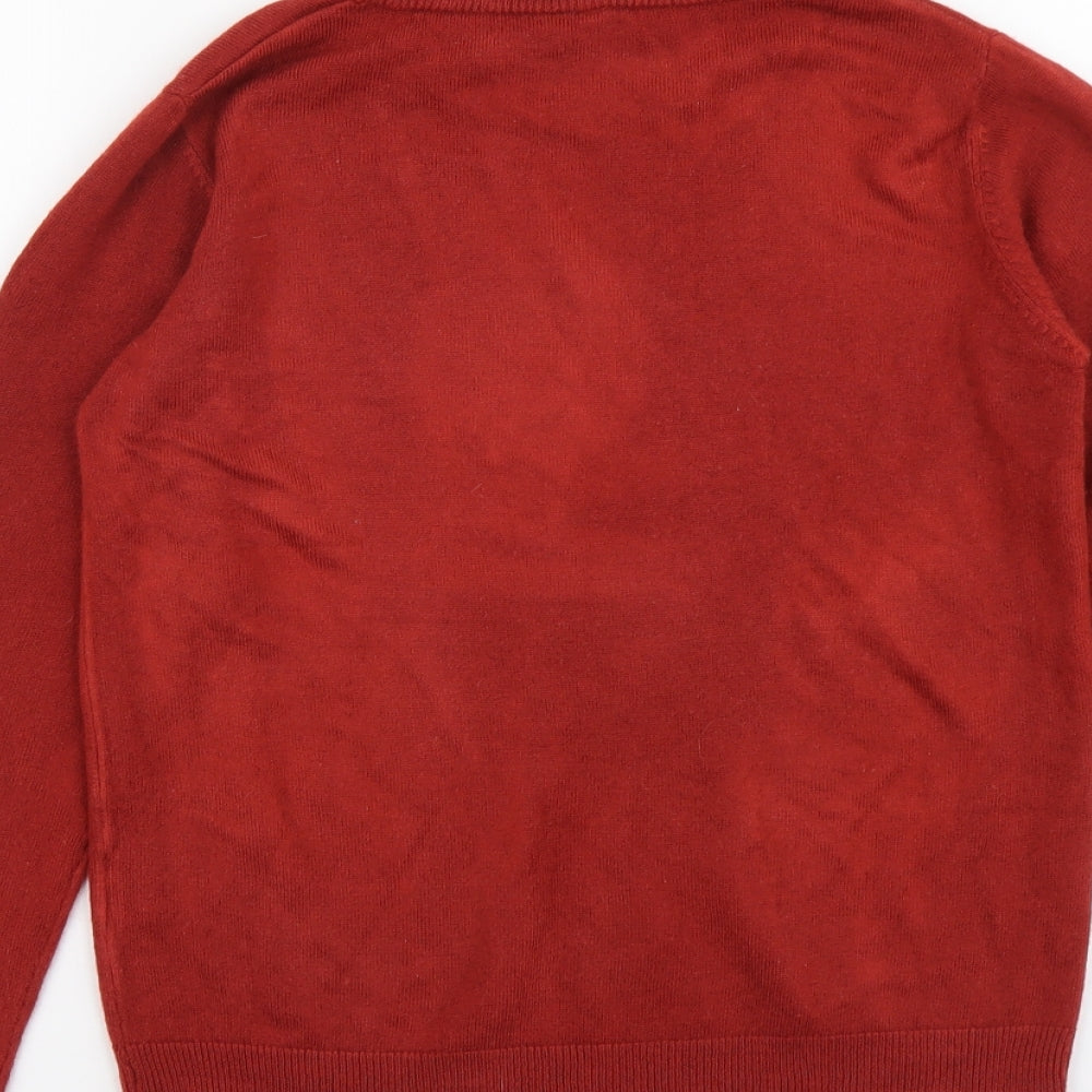Essential Womens Red Mock Neck Acrylic Pullover Jumper Size 8