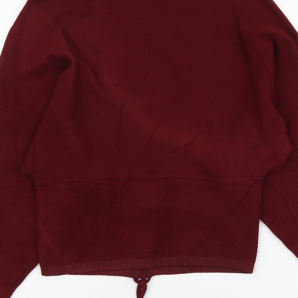 Marks & Spencer Womens Red Round Neck Viscose Pullover Jumper Size 10