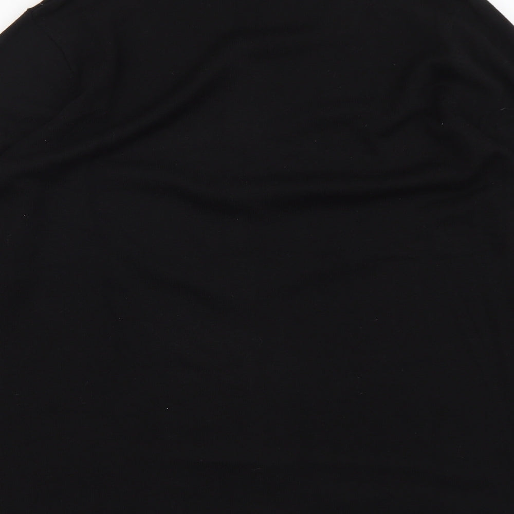 Signature Womens Black Round Neck Geometric Acrylic Cardigan Jumper Size 2XL