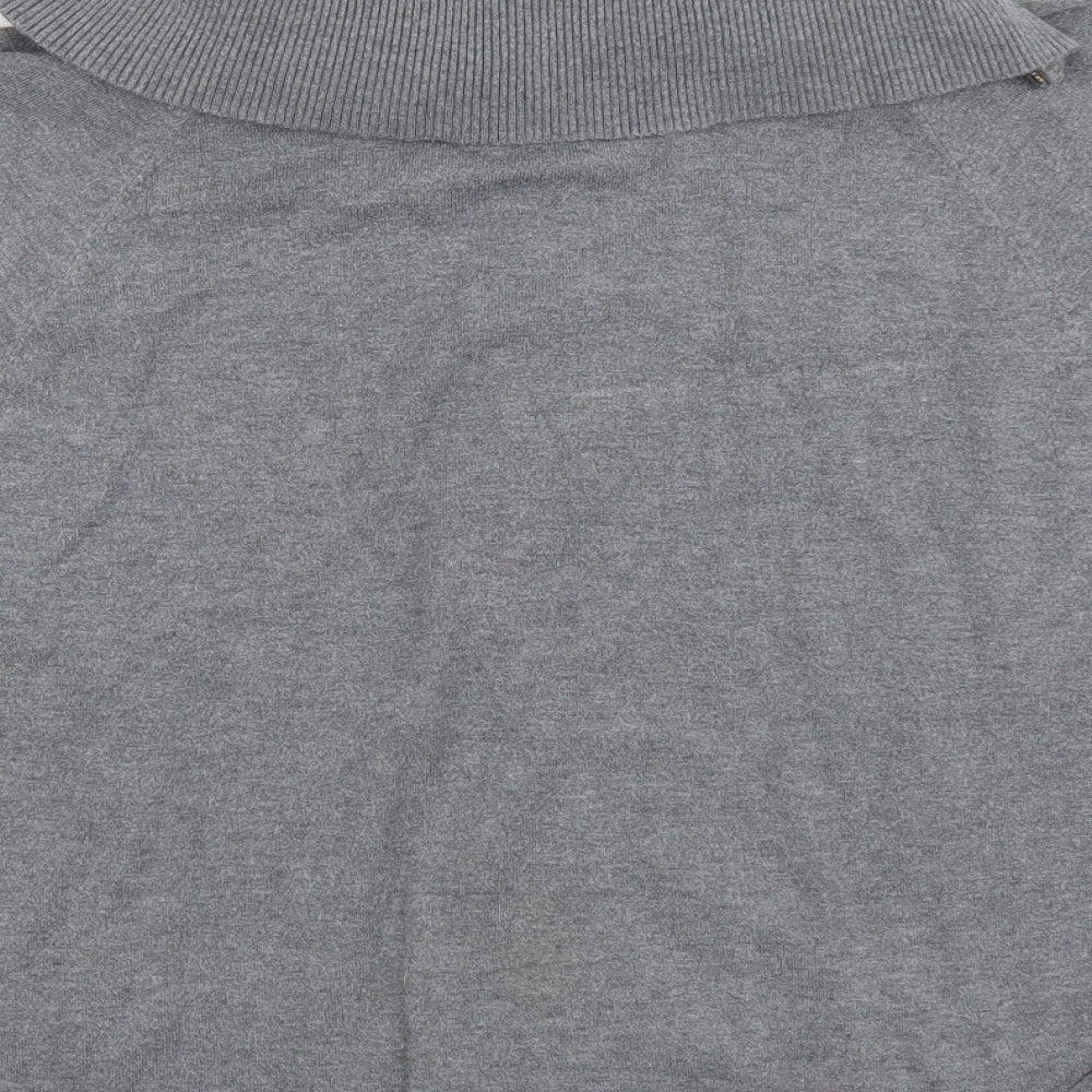 M&V Womens Grey Round Neck Acrylic Full Zip Jumper Size S - Batwing