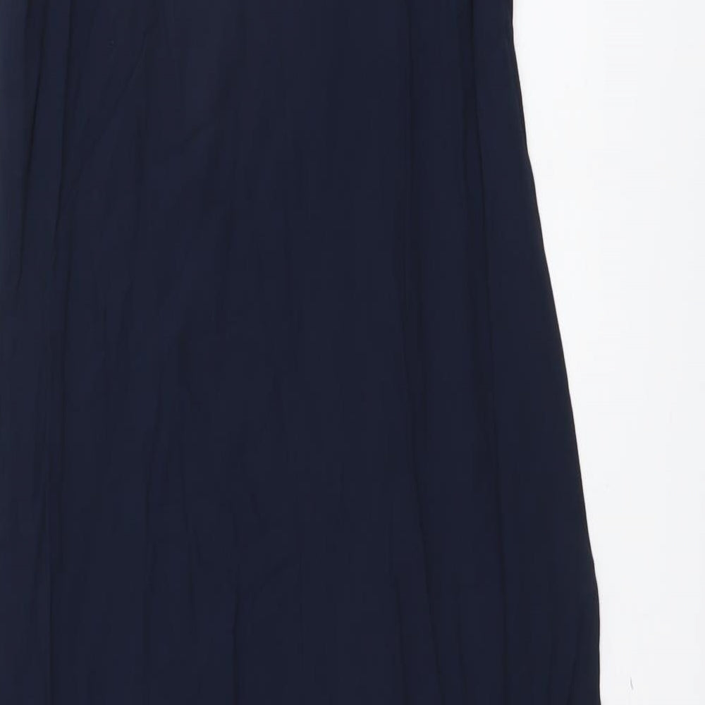 Marks & Spencer Womens Blue Viscose A-Line Size 10 V-Neck Tie