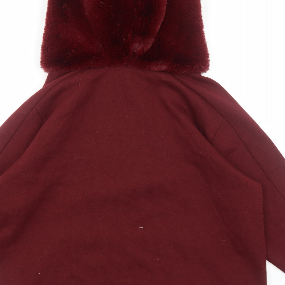 Zara Womens Red Polyester Pullover Hoodie Size S Pullover