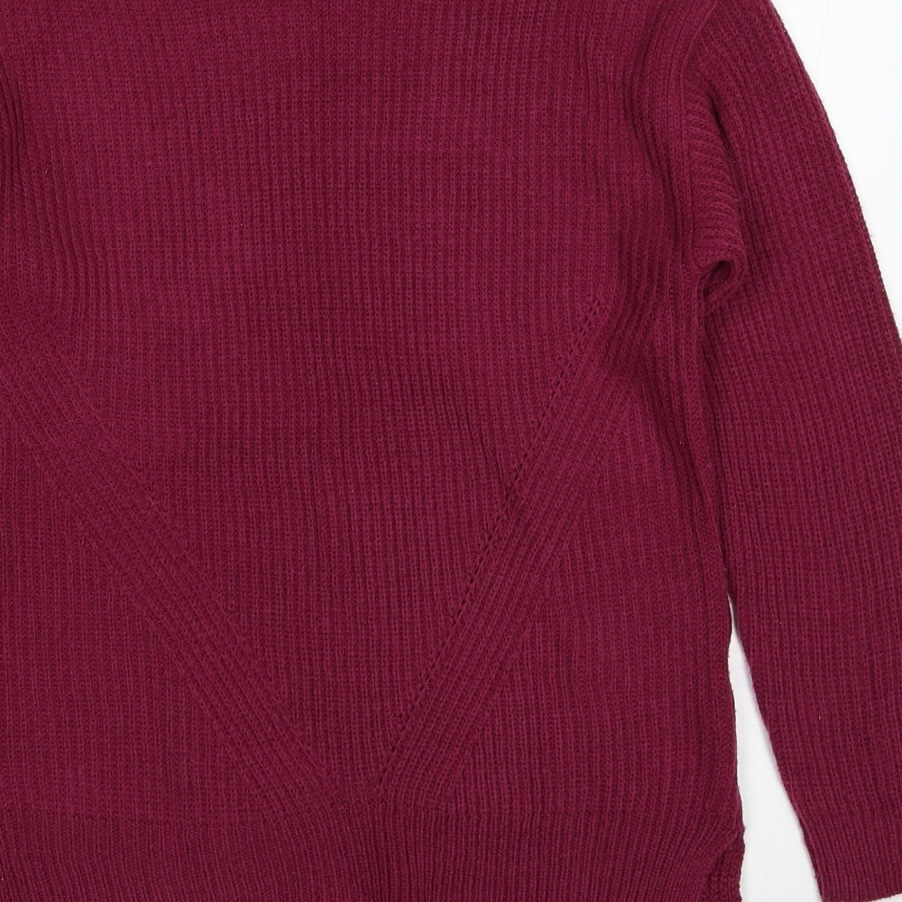 Peacocks Womens Purple Round Neck Acrylic Pullover Jumper Size S