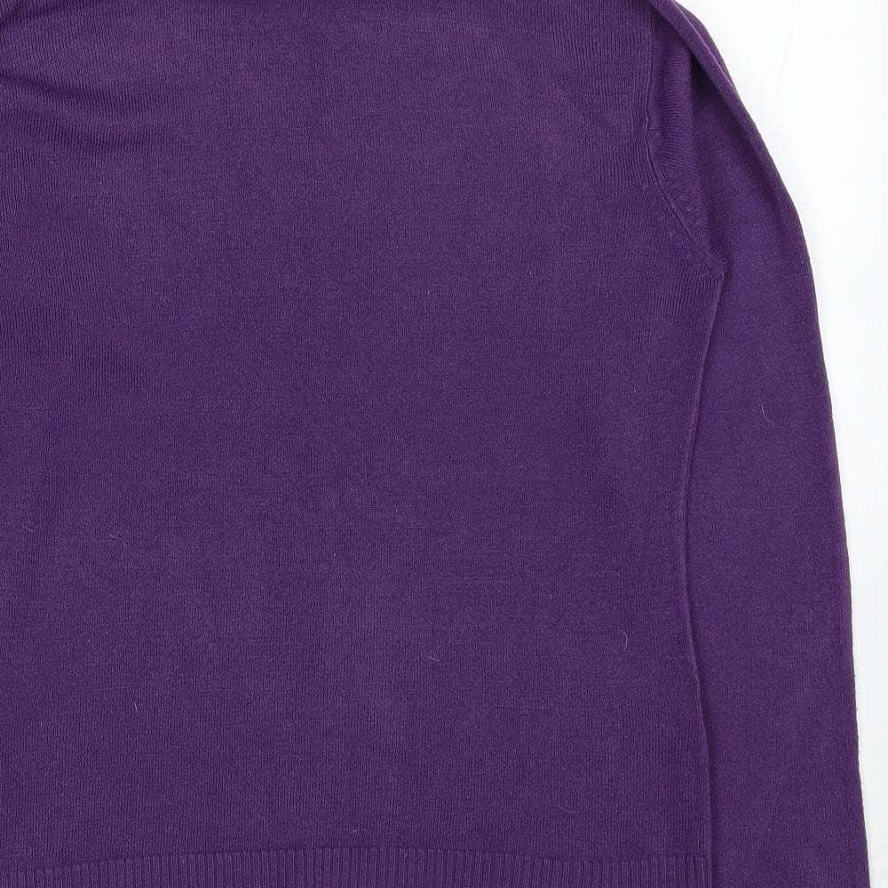 Nutshell Womens Purple Roll Neck Acrylic Pullover Jumper Size S