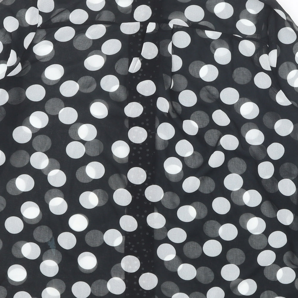 Lipsy Womens Black Polka Dot Polyester Basic Button-Up Size 8 Collared