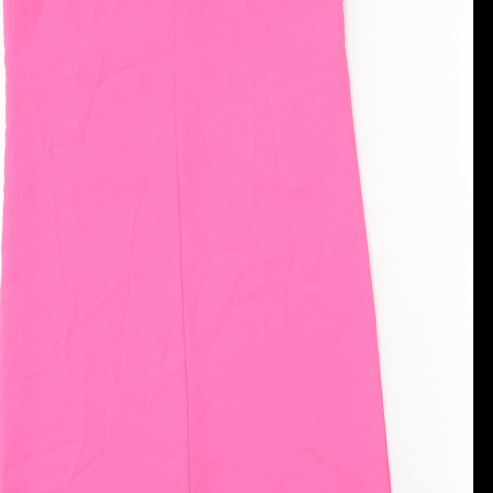 Topshop Womens Pink Polyester Slip Dress Size 6 V-Neck Pullover